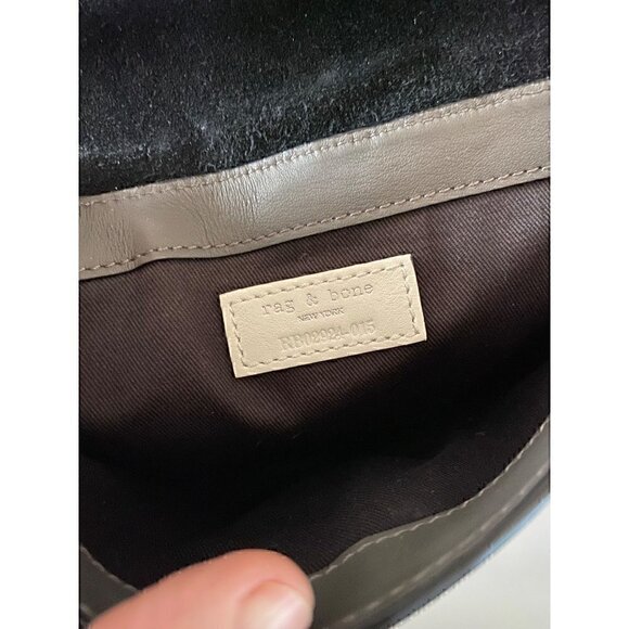 rag & bone Enfield Snake Flap Crossbody Bag Mini Leather Gray Black Python - Picture 8 of 12